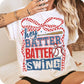 Hey Batter Batter Swing Gingham Bow DTF Tee