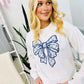 Big Blue Coquette Chino Bow DTF Graphic Design