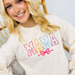 Mama Multi Color Bow Embroidered Sweatshirt