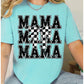 Mama Stacked Checkered Bow DTF Tee