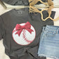 Faux Stitch Baseball With Bow DTF Design