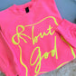 But God Bow Border Puff Sweatshirt