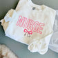 Pink Nurse Stethoscope Bow Graphic Embroidered Sweatshirt
