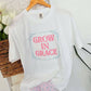 Grow In Grace Blue Bow Frame DTF Graphic Tee Shirt
