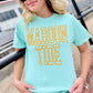 Custom Hollow Varsity Stacked Puff Graphic Tee