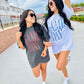 Oversized Distressed Game Day Graphic Tee