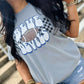 Distressed Checkered Football Mascot Graphic Tee