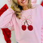 Valentine's Cherries Applique Sweatshirt
