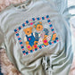 Antique Bear Couple With Heart Border DTF