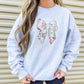 Bow Patchwork Floral Applique Sweatshirt