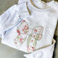 Bow Patchwork Floral Applique Sweatshirt