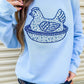 Blue Chicken Floral Applique