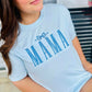 Mama Bow Blue Embroidered Tee
