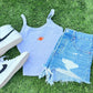 Cropped Football Embroidery GAME115 Tank