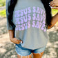 Jesus Saves Retro Stacked Puff Tee