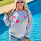 Weekend Happy Multi Colored Chenille Patch Sweatshirt