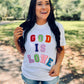 God Is Love Multi Colored Varsity Patch Tee
