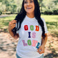 God Is Love Multi Colored Varsity Patch Tee