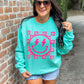 Happy Lightning Floral Checkered Puff Sweatshirt