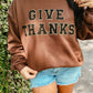 Give Thanks Chenille Patch Thanksgiving Sweatshirt