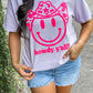 Howdy Y'all Happy Face Cow Cowboy Hat Puff Tee