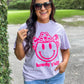 Howdy Y'all Happy Face Cow Cowboy Hat Puff Tee