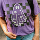 Checkered Floral Ghost Outline Puff Tee