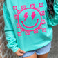 Happy Lightning Floral Checkered Puff Sweatshirt