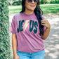 Jesus Curved Gold Lightning Bolt Puff Tee