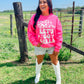 Lets Go Girls Cow Print Hat Puff Sweatshirt