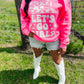 Lets Go Girls Cow Print Hat Puff Sweatshirt