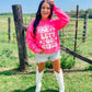 Lets Go Girls Cow Print Hat Puff Sweatshirt