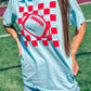 CUSTOM Colored Checkered Football School Spirit Puff Tee