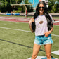 Game Day Football Rose Gold Chenille Patch Midi Cropped Tee
