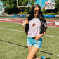 Game Day Football Rose Gold Chenille Patch Midi Cropped Tee