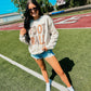 BEST SELLER- DISTRESSED LEOPARD FOOTBALL SWEATSHIRT
