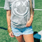 Football Happy Paint Stroke Puff Mineral Wash Tee
