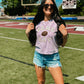Game Day Football Rose Gold Chenille Patch Midi Cropped Tee