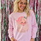 Retro Vintage Pink Hat Santa Sweatshirt