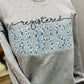 Floral Registered Nurse 2 Font Applique Sweatshirt