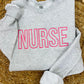 Nurse Open Font Embroidered Sweatshirt