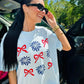 Firework Bow Trio Stack Puff Glitter Tee