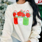 Christmas Poinsettia Jars DTF Sweatshirt