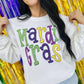 Mardi Gras Glitter Doodle Letters DTF Sweatshirt