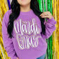 Mardi Gras Cursive Double Puff/Glitter JUST HOODS SWEATSHIRT