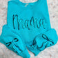 Cursive Custom Metallic Bow Sleeve Puff Sweatshirt