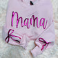 Cursive Custom Metallic Bow Sleeve Puff Sweatshirt