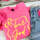 But God Bow Border Puff Sweatshirt