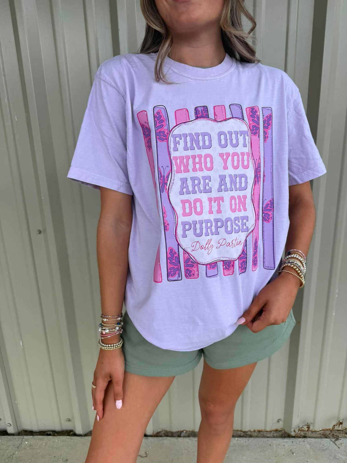 Find Out Who You Are Quote Striped DTF Tee