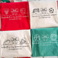 Four sports-themed towels with graphics and "My favorite season" text on a white background